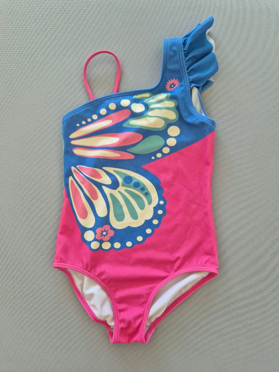 Badeanzug Schmetterling pink-blau 2
