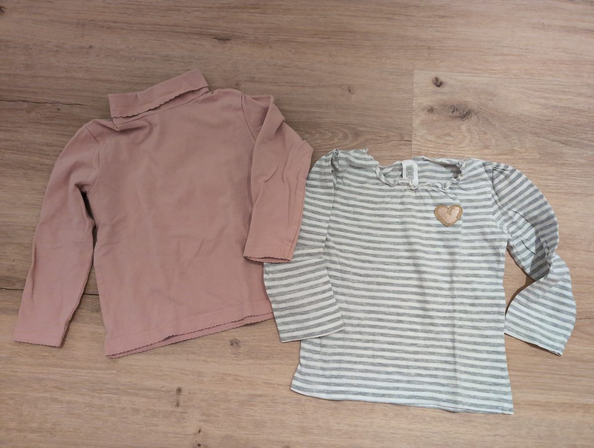 2 Langarm-Shirts rosa und gestreift