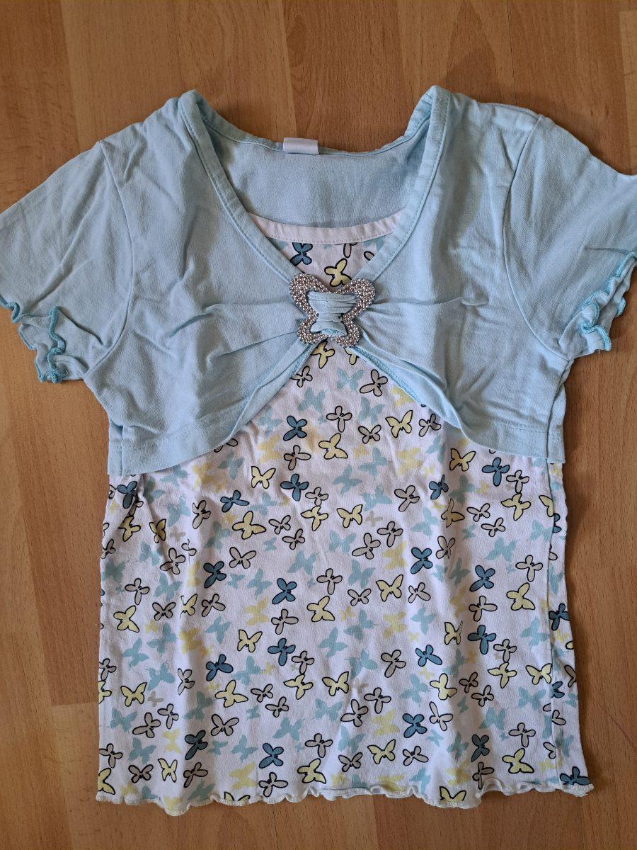 Baumwollshirt mit Brosche und Schmetterlings-Print