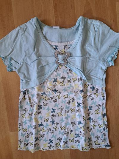 Baumwollshirt mit Brosche und Schmetterlings-Print