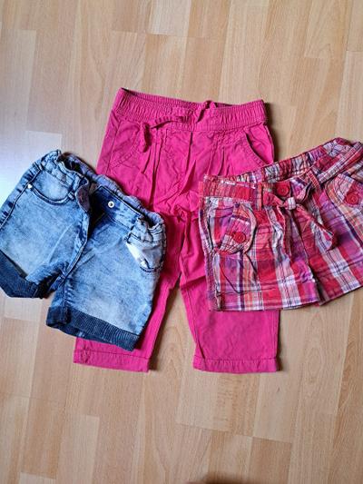 3er Set Hosen: Jeans, rosa Hose, karierte Hose