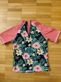 Badeshirt + Badehut rosa/Blumen Gr. 98/104 2