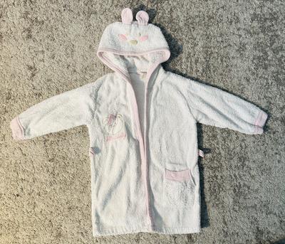 Bademantel mit Kapuze Creme-Rosa