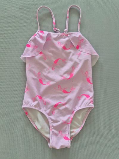 Badeanzug mit Rüschen, rosa mit pink Muster
