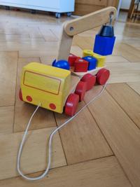 Holzspielzeug Kranbagger mit Bausteinen 2