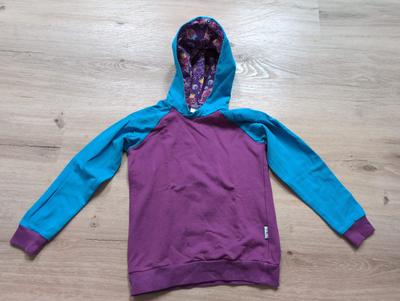 Hoodie Pullover türkis-violett mit Muster