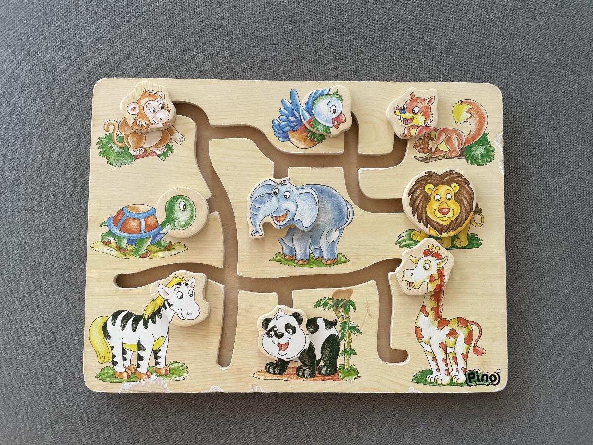 Holz-Labyrinth-Spiel mit Tiermotiven
